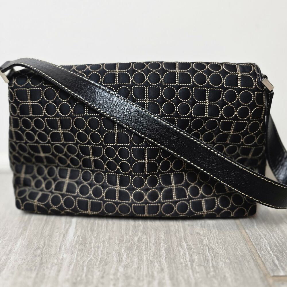 Kate Spade 1990s Iconic Purse, Vintage Logo Handbag, Dot Noel, Black & Tan Bag - Picture 3 of 10